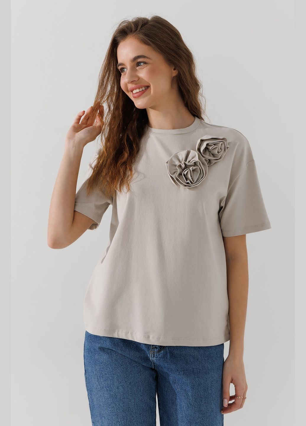 Футболка с принтом женская BX-111 Бежевый shop (2000990689184) On me - (316588237)