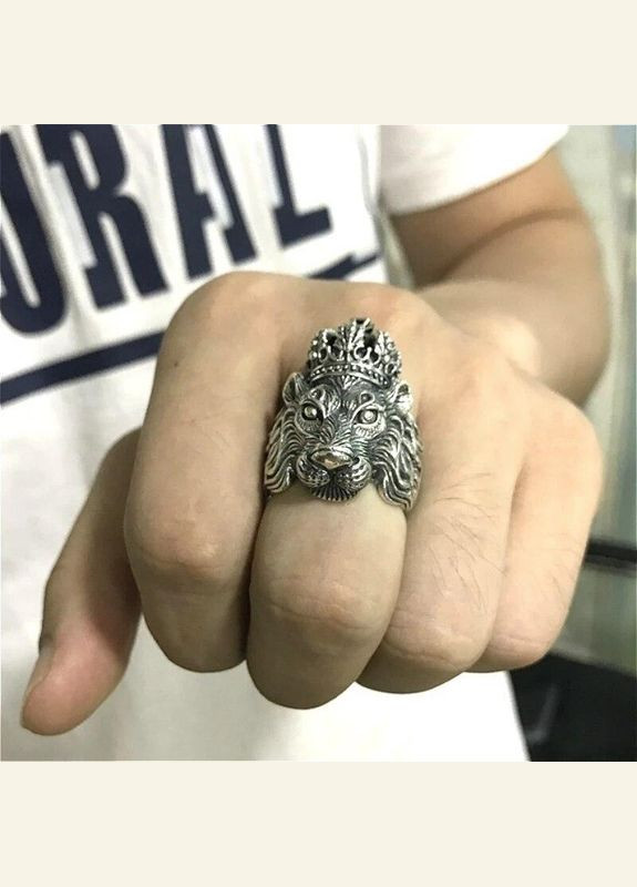 Мужское кольцо Лев в короне, кольцо в виде льва в британской короне, размер регулируемый Fashion Jewelry (285110807)