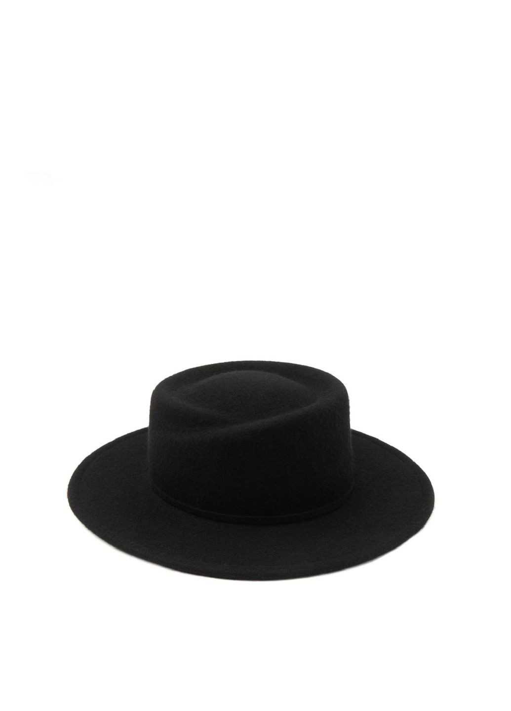Шляпа канотье женская с серебряной цепочкой и фигурным верхом фетр черная LuckyLOOK 943-040 (289478315)
