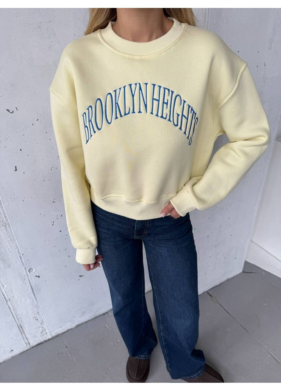 Светло-желтый женский свитшот надпись (369135591)