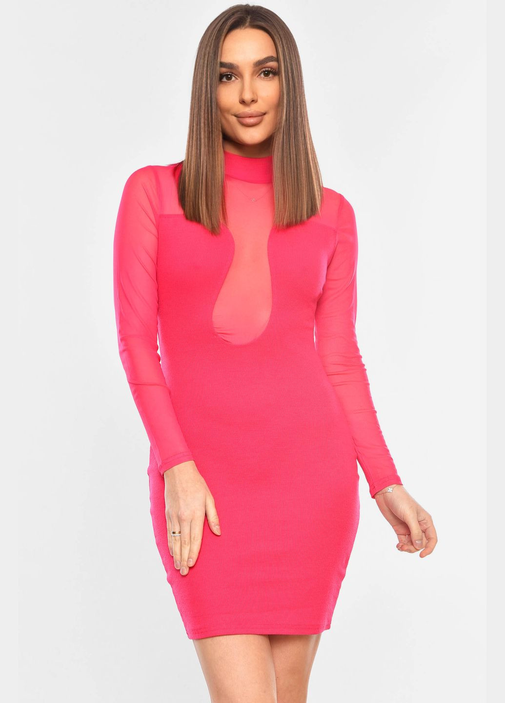 Малинова джинсова сукня жіноча однотонна в рубчик малинового кольору а-силует Let's Shop однотонна