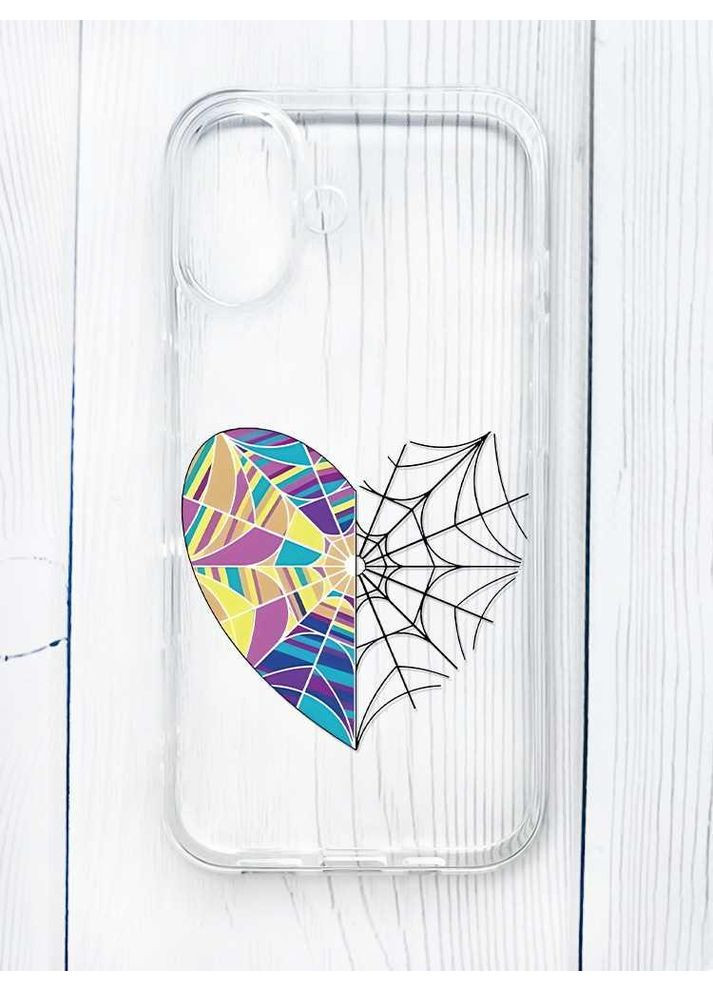 Прозорий чохол на iPhone 16 Серце-павутинка. Венздей (принт 209) Creative (355390310)