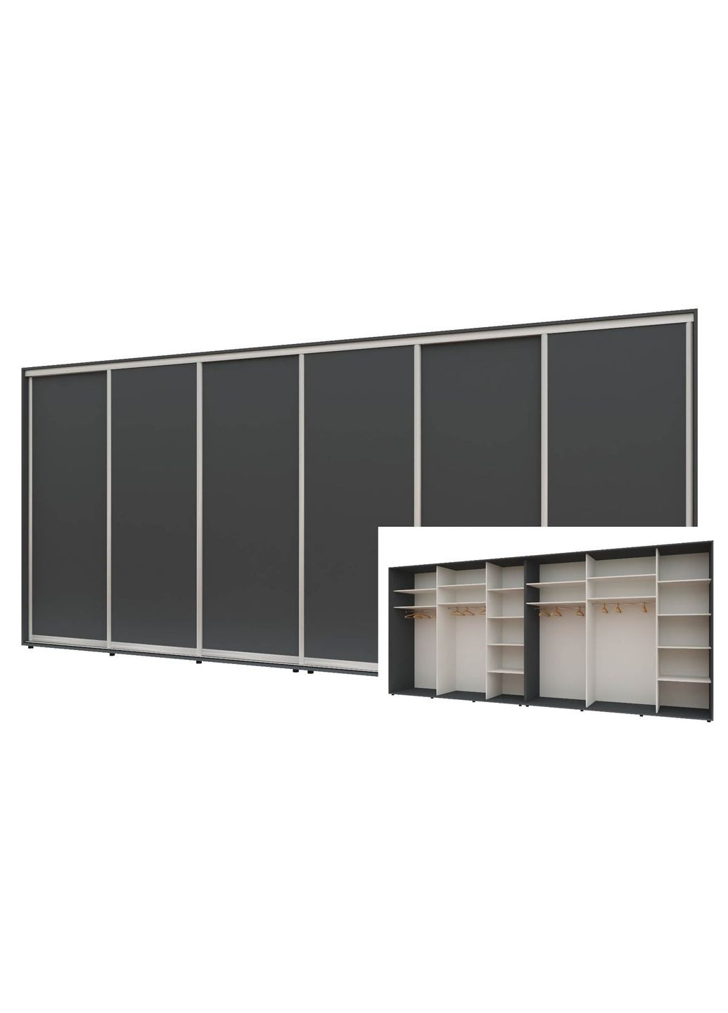 Шафа-купе шестидверна 500*60*240 см Графіт 6 дверей ДСП Стандарт Комфорт Меблі (360429693)