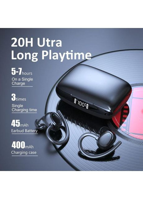 Бездротові спортивні водонепроникні стереонавушники CR-i21 з кріпленням за вухо й індикатором заряду TWS (367401954)