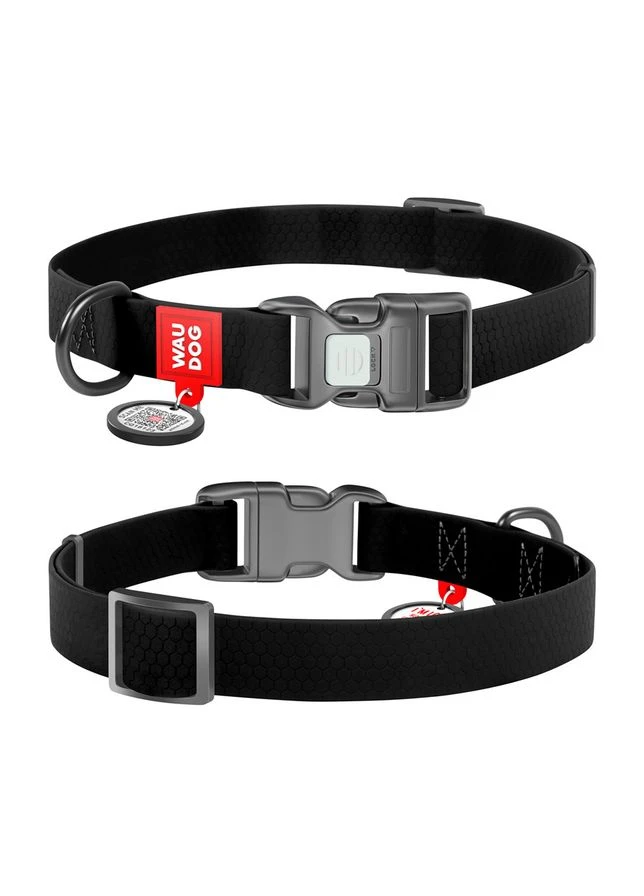 Ошейник для собак водостойкий Waterproof с QR паспортом, пластиковая пряжка-фастекс, Ш 20 мм, Дл 28-40 см, черный WAUDOG (374415081)