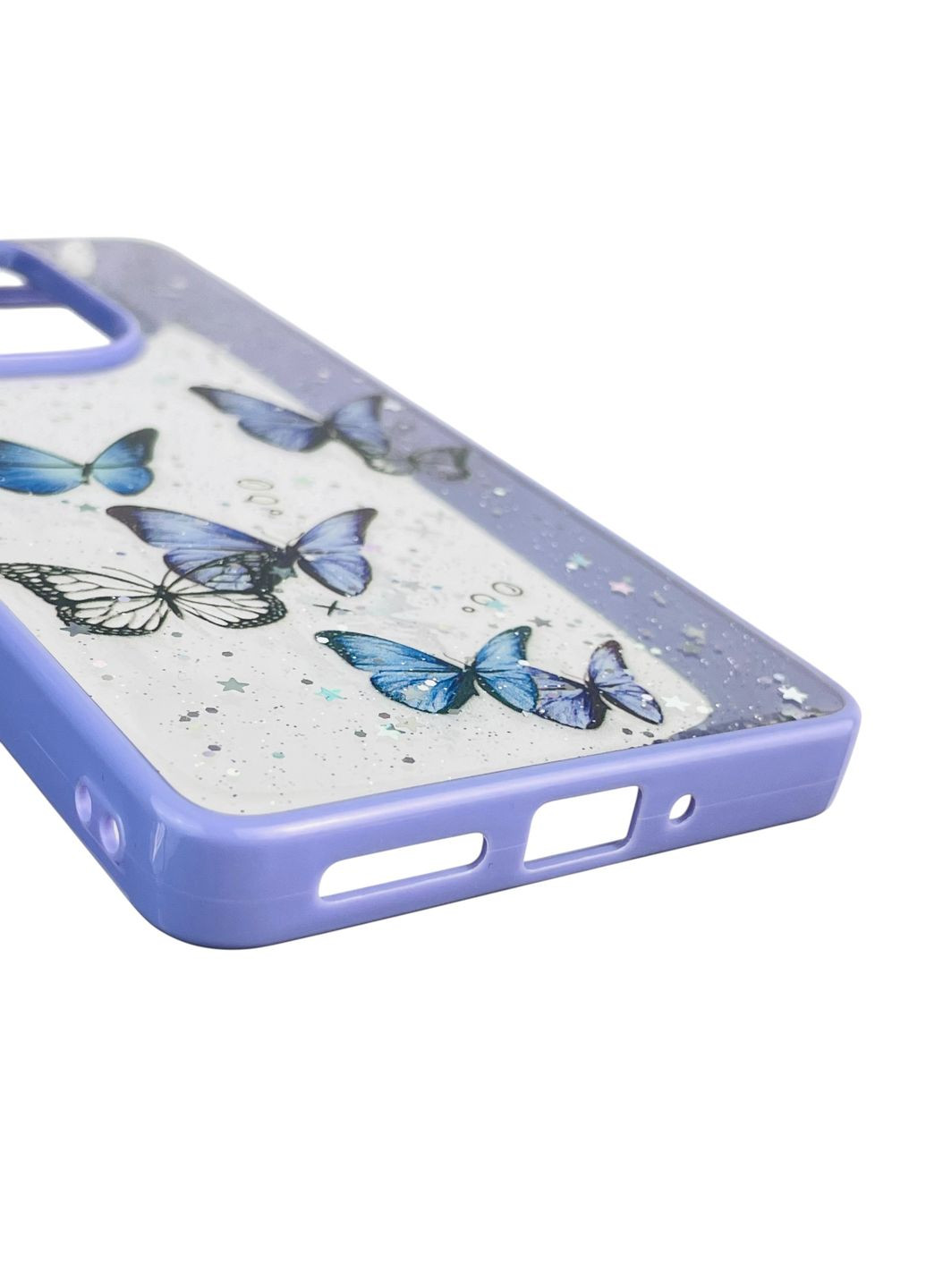 Чохол для POCO M6 Pro 4G з блискітками з метеликами на сяомі поко м6 про 4г бузковий Xiaomi (366387590)