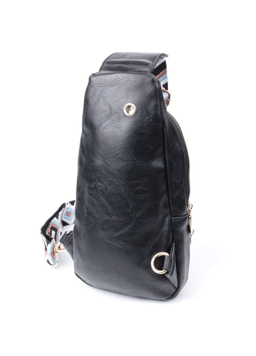 Практична жіноча слінг сумка через плече з екошкіри 22754 Чорний Vintage (304533757)