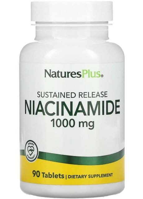 Ніацинамід Niacinamide 1000 мг 90 капс Nature's Plus (359473314)