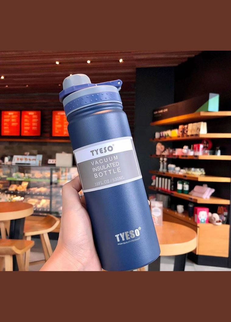 Термопляшка, термос 530мл із нержавіючої сталі для кави, води, blue Tyeso (305742017)