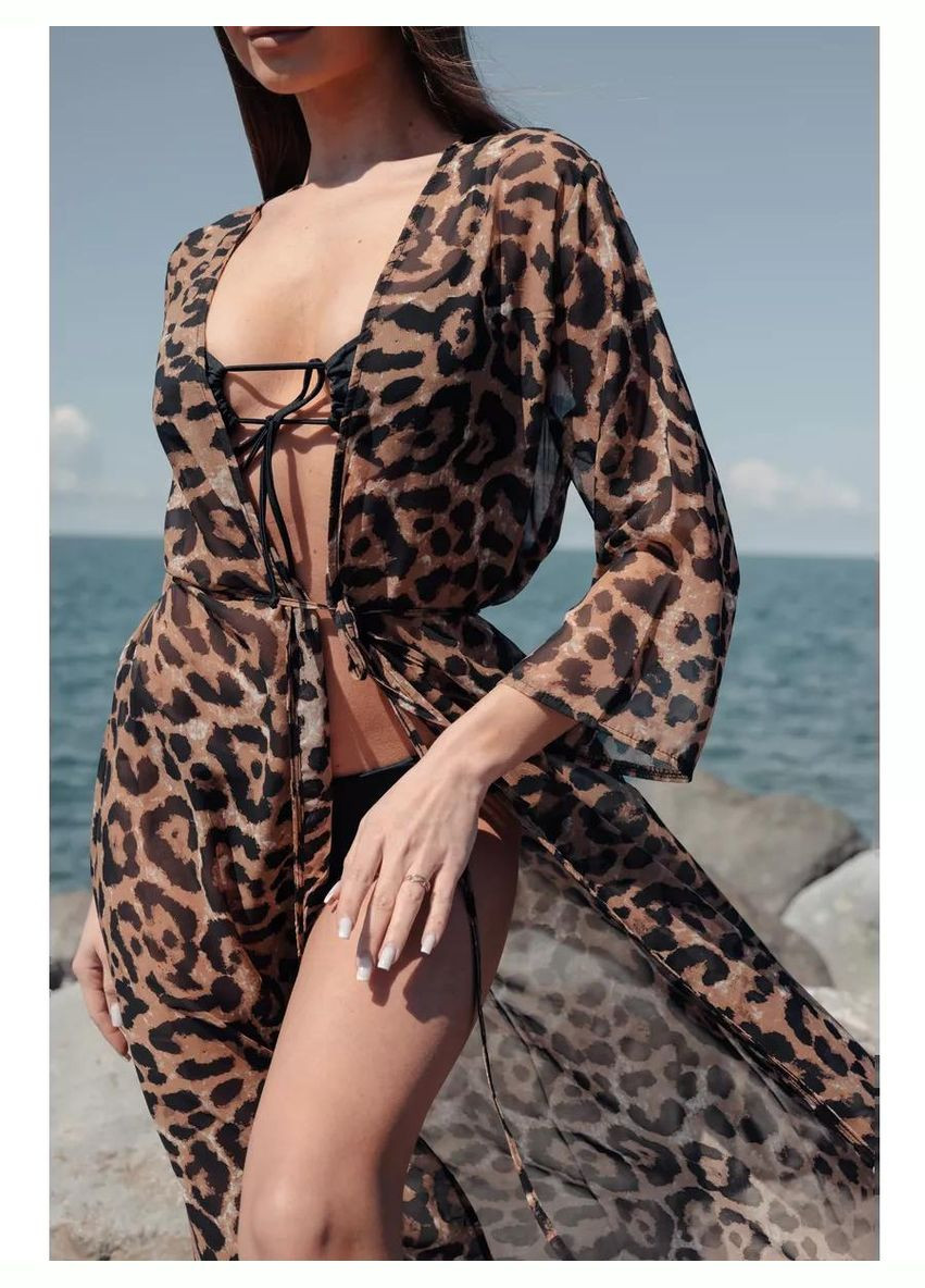 Жіноча пляжна літня туніка шифонова леопардова LEOPARD PRINTED No Brand (332813691)