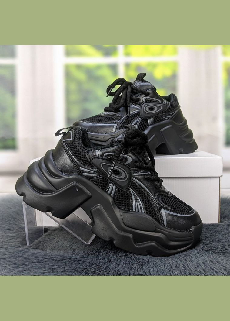 Черные демисезонные кроссовки детские для девочки на платформе Jong Golf