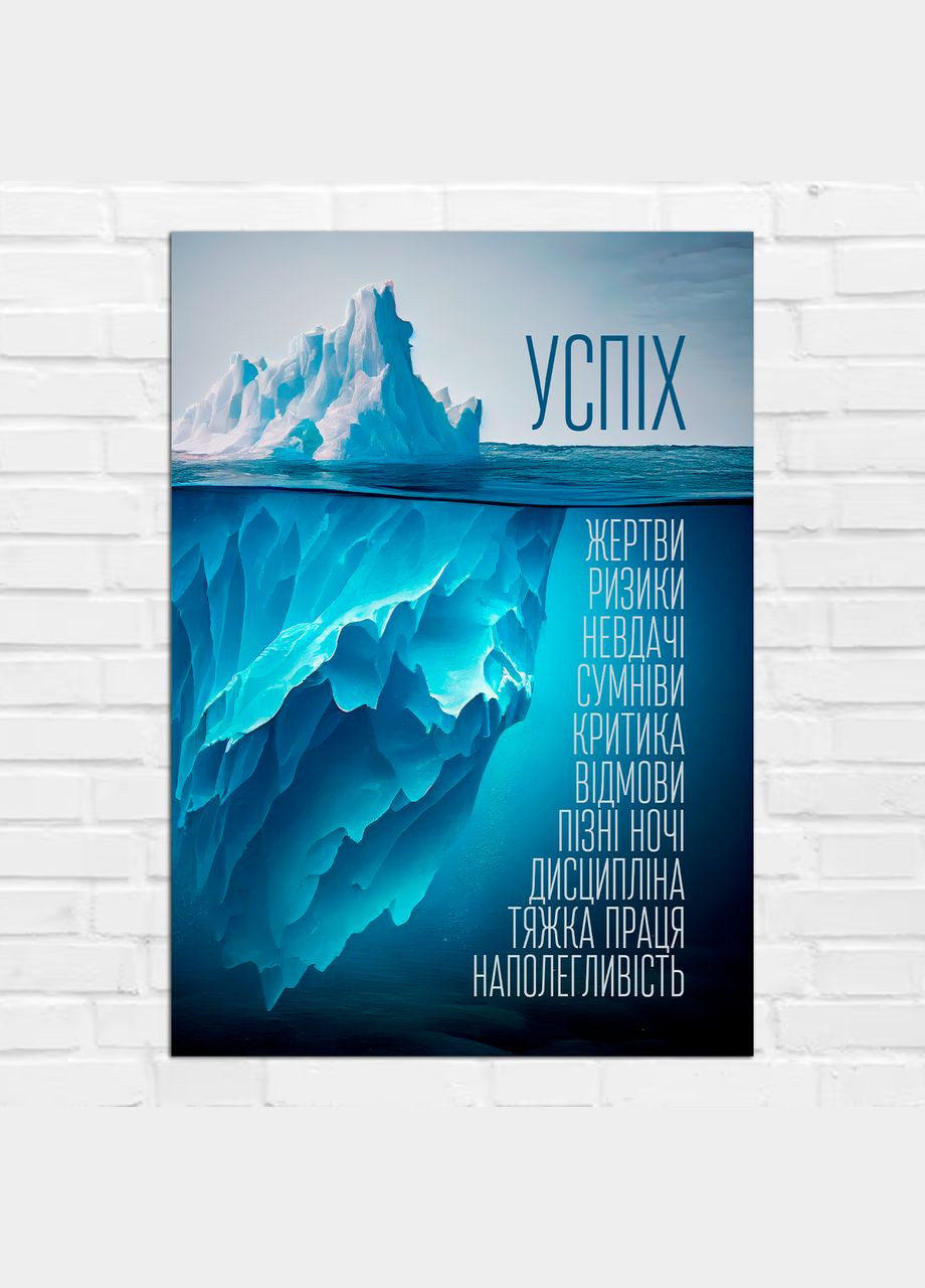 Плакат- на стіну з мотиваційним принтом "Успіх: жертви, ризики, невдачі, сумніви, критика, відмови" А2 Кавун постер (316210203)