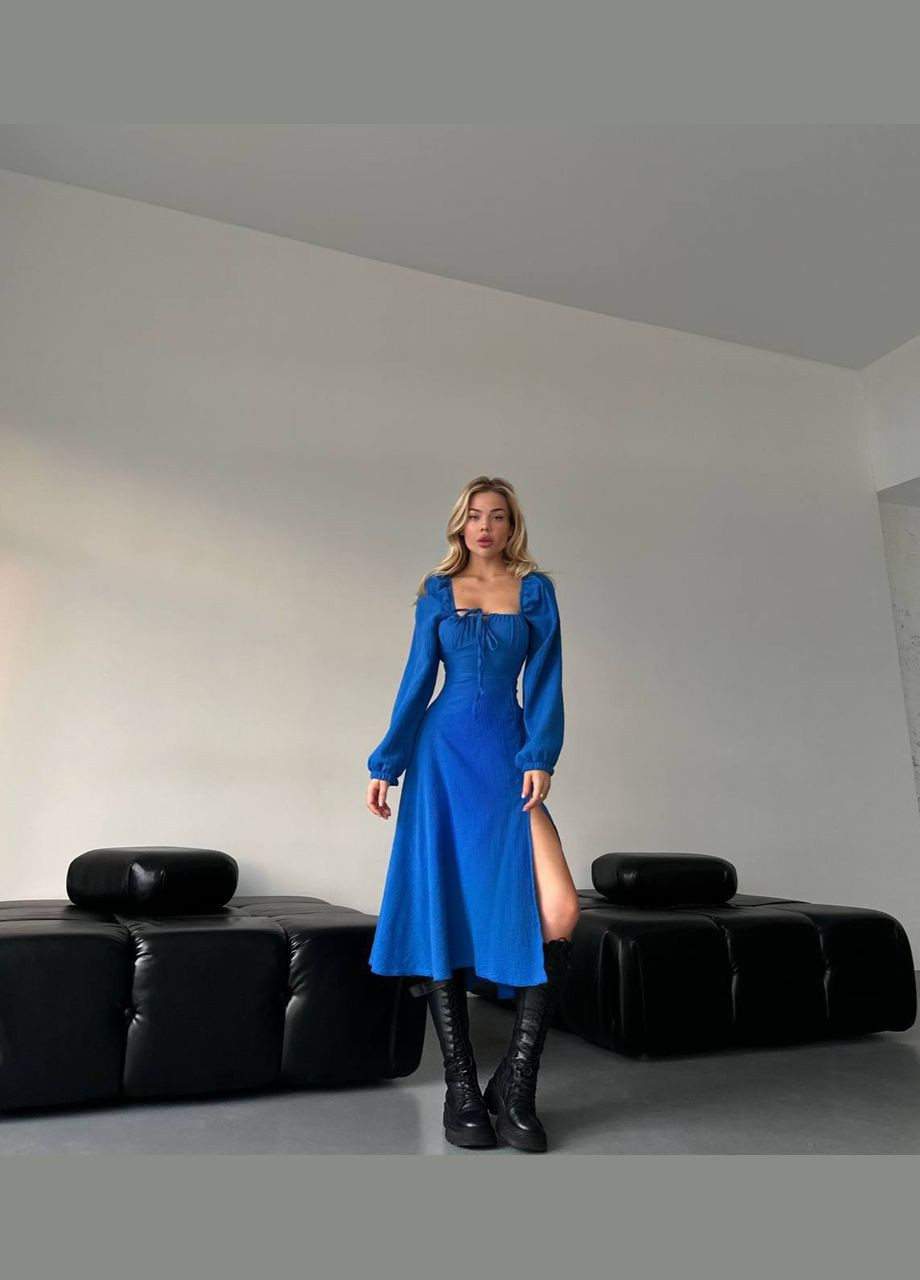 Синее женское платье из муслина цвет электрик р.42/44 449187 New Trend