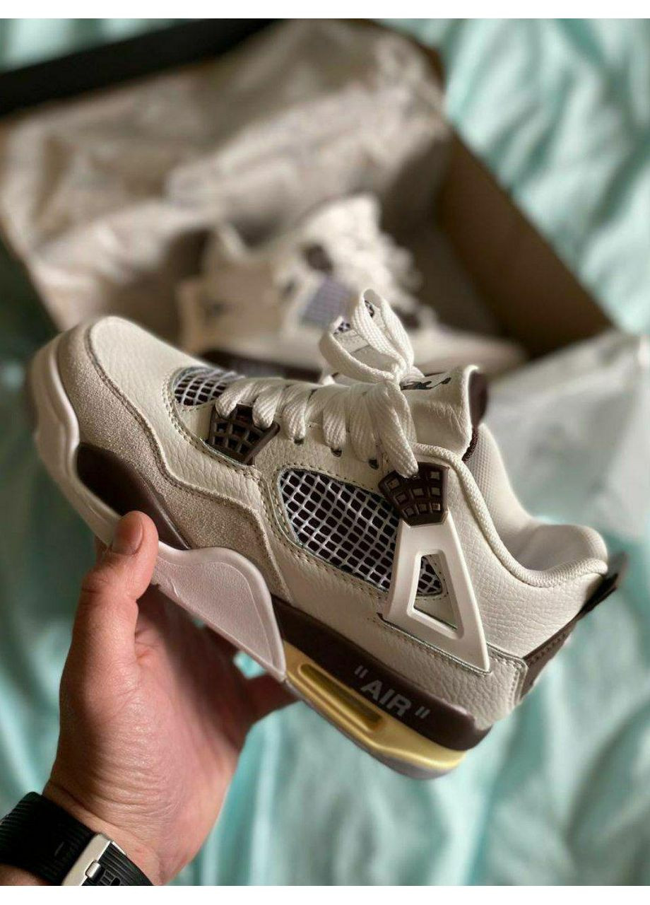 Сірі Осінні кросівки чоловічі nike air jordan 4 white grey brown найк аір джордан No Brand