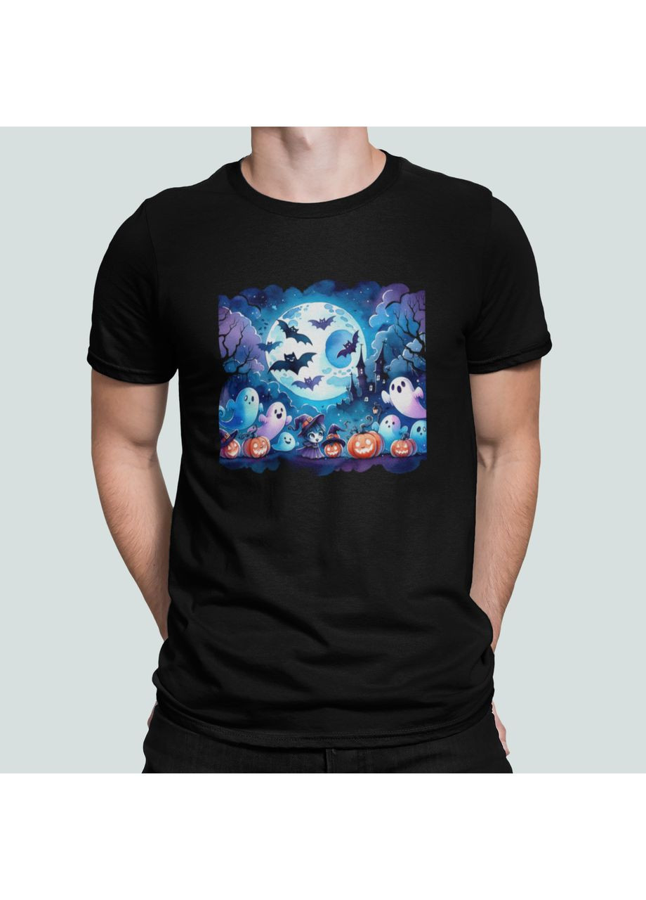 Чорна чоловіча футболка з принтом ніч привиди хелловін 3 Stedman