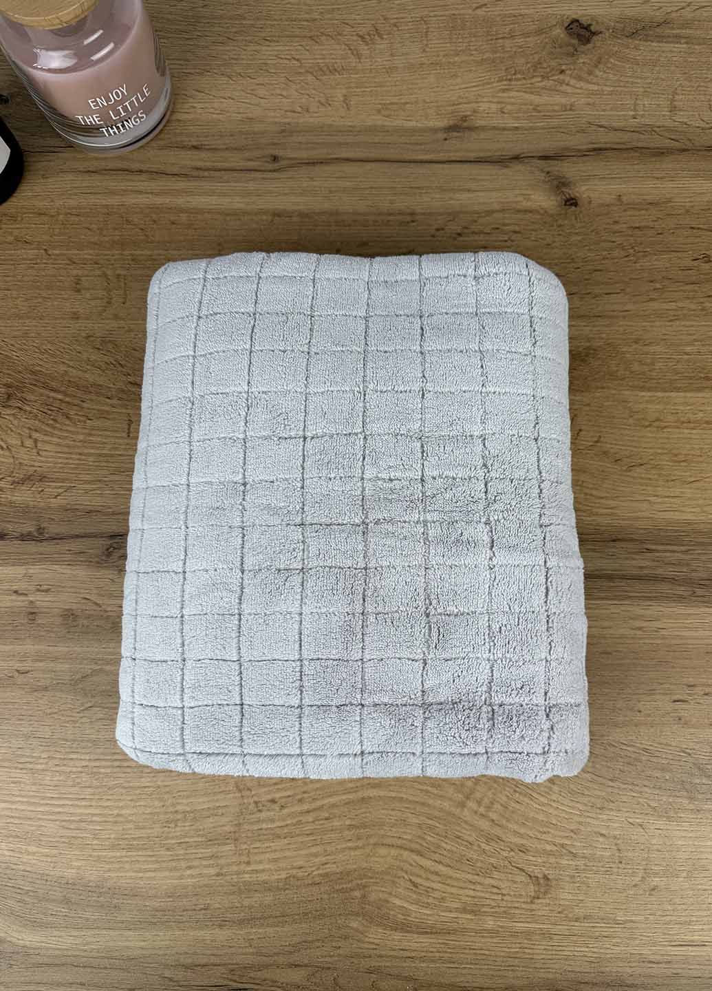 Рушник лицьовий мікрофібра 100х50 см Homedec клітинка світло-сірий