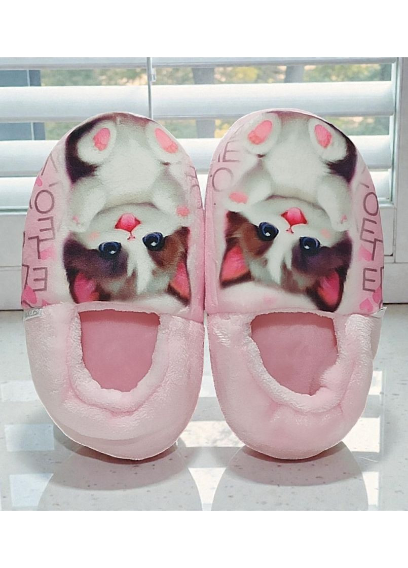 Розовые комнатные велюровые домашние тапочки для девочки валди Waldi