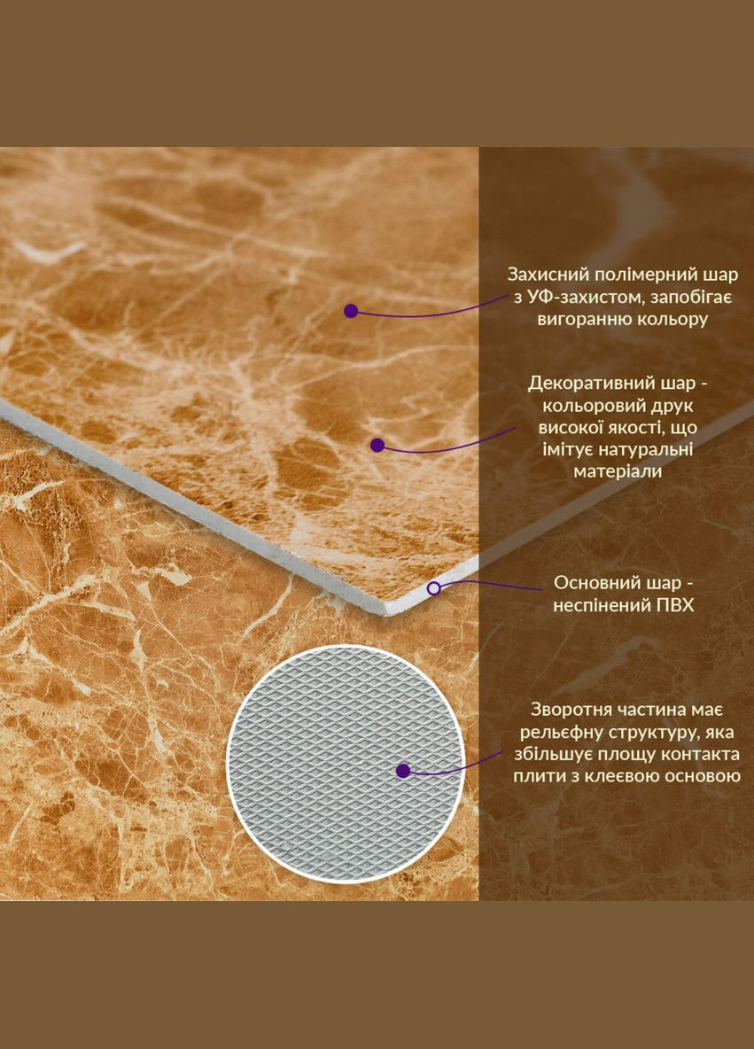 Декоративная ПВХ плита 600х600х3мм Кремовый мрамор (S) SW-00001619 Sticker Wall (370441284)