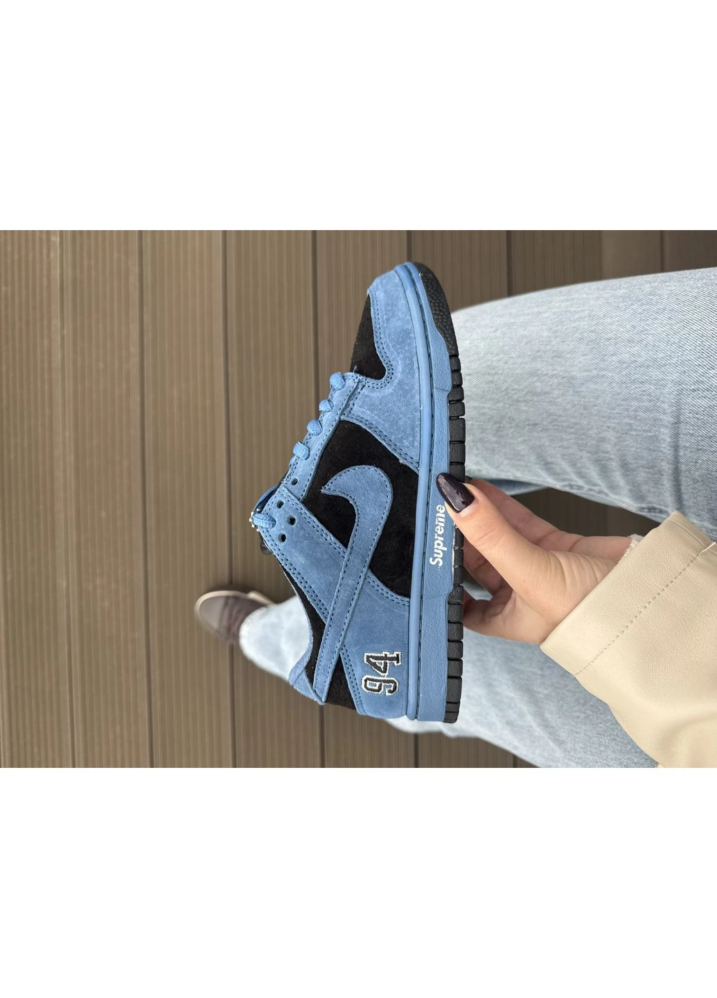 Черные летние кроссовки nike sb dunk supreme blue black найк сб данк No Brand