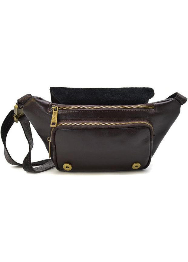 Сумка на пояс через плечо мужская из натуральной кожи средняя Темно-коричневый 35156 TARWA (333300004)