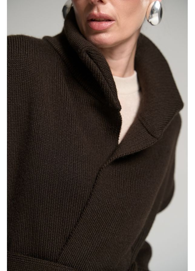 Коричневое Пальто 2788 Горький шоколад Triko Bakh