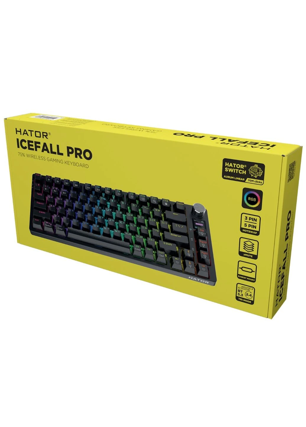 Клавіатура ігрова механічна бездротова HTK-450 UA RGB Icefall PRO, Wireless, Display Black Hator (382951052)