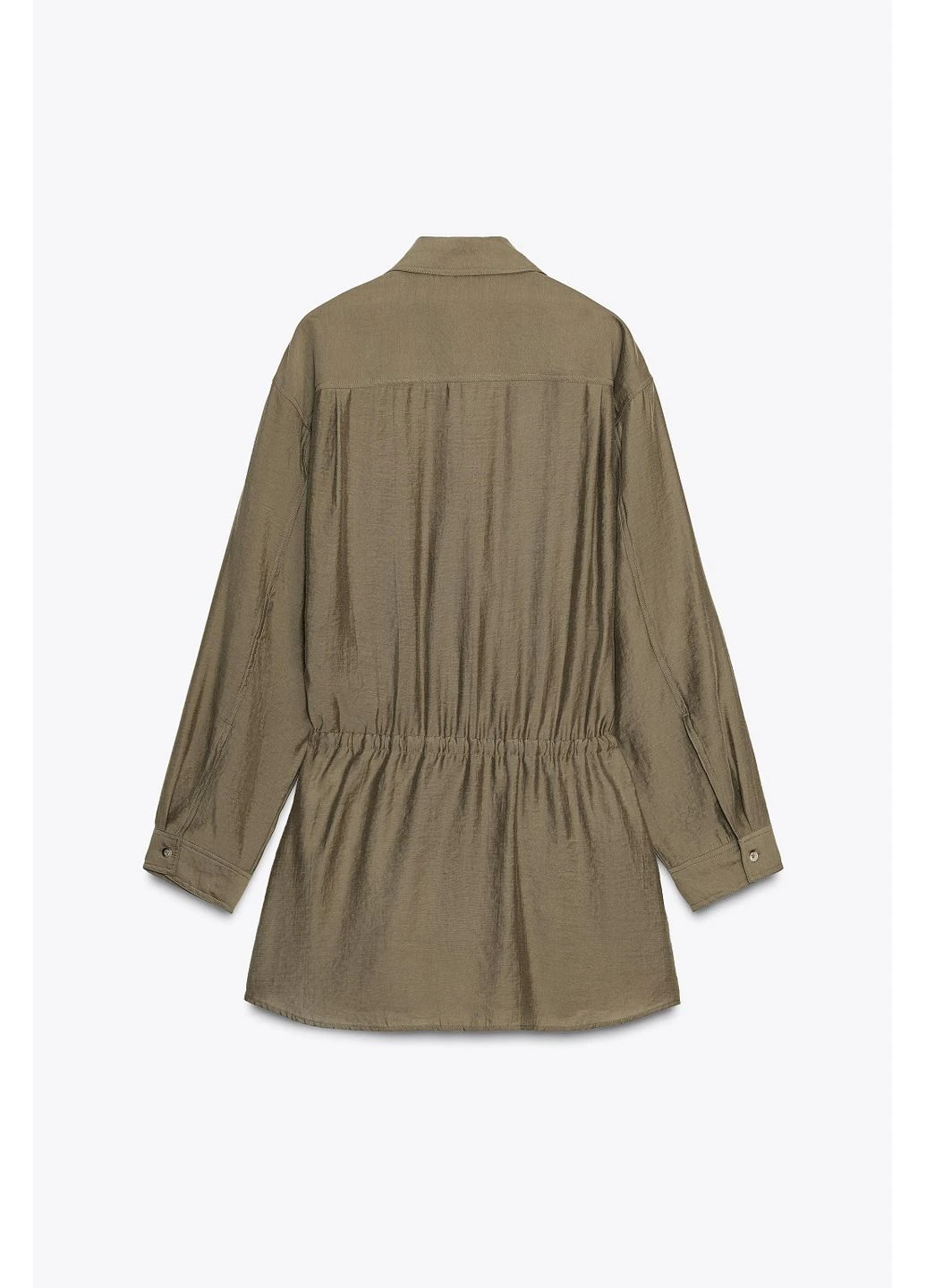 Оливковое (хаки) коротке плаття-сорочка з легкої тканини Zara