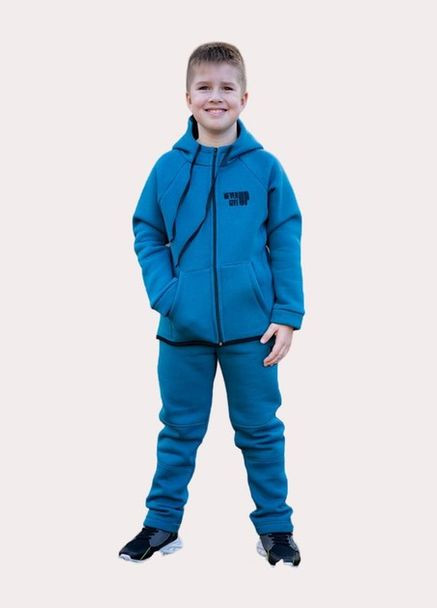 Костюм для мальчика теплый (толстовка+штаны) тринитка 122см морская волна Україна (306744047)