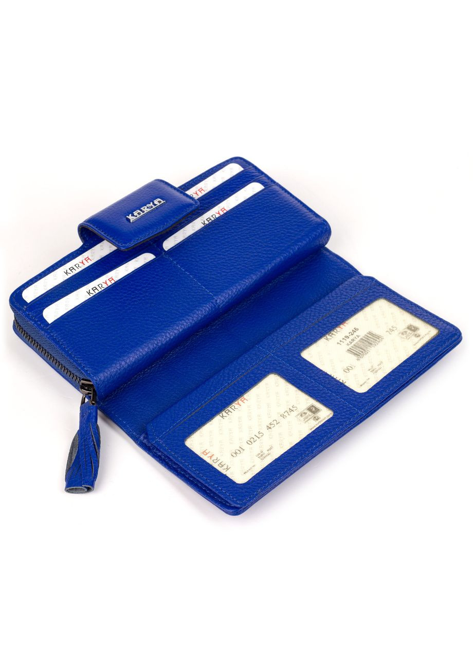 Жіночий шкіряний гаманець 1119245 синій Karya (261481935)