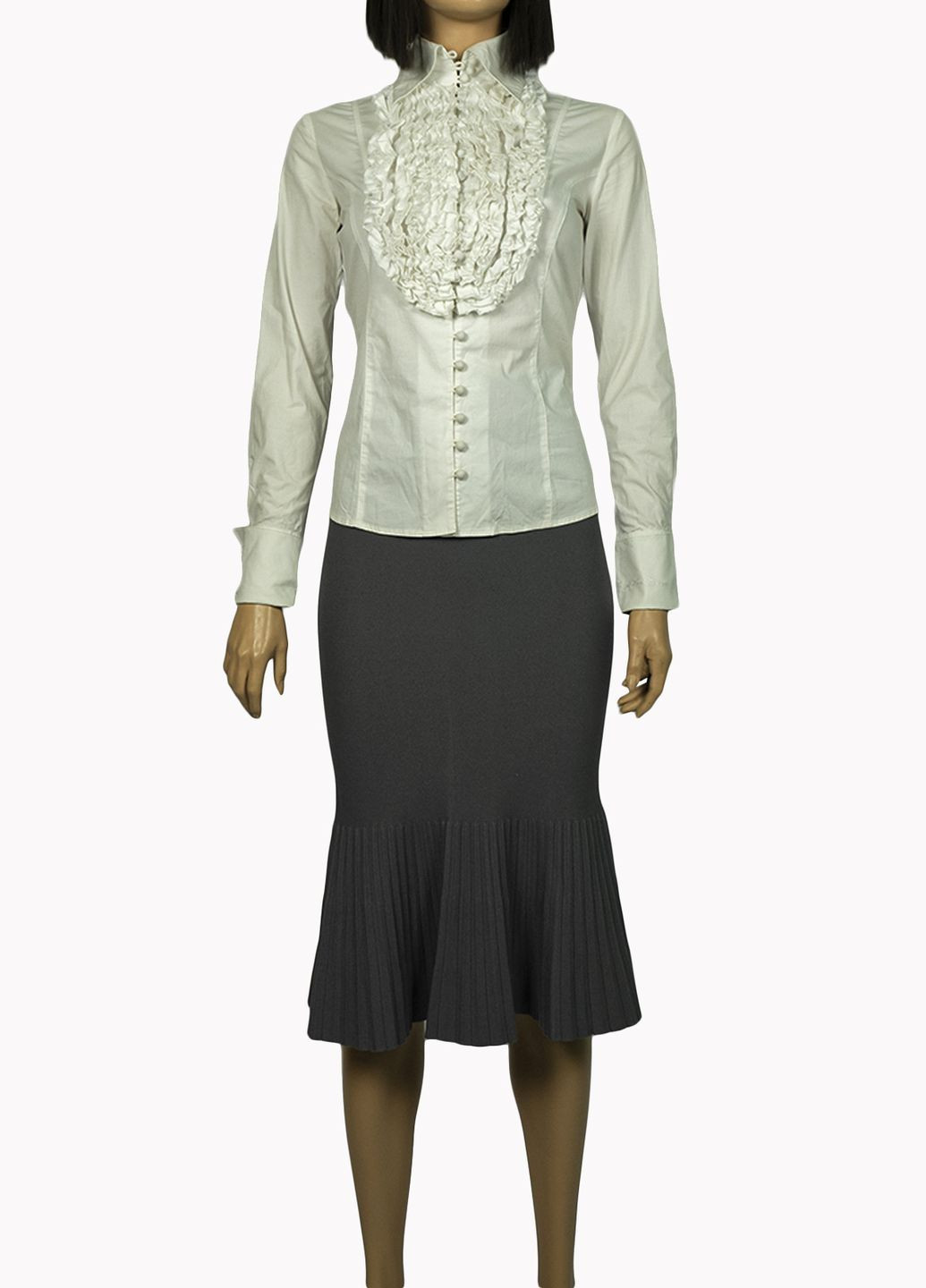 Біла демісезонна жіноча блузка з жабо білий Lowett