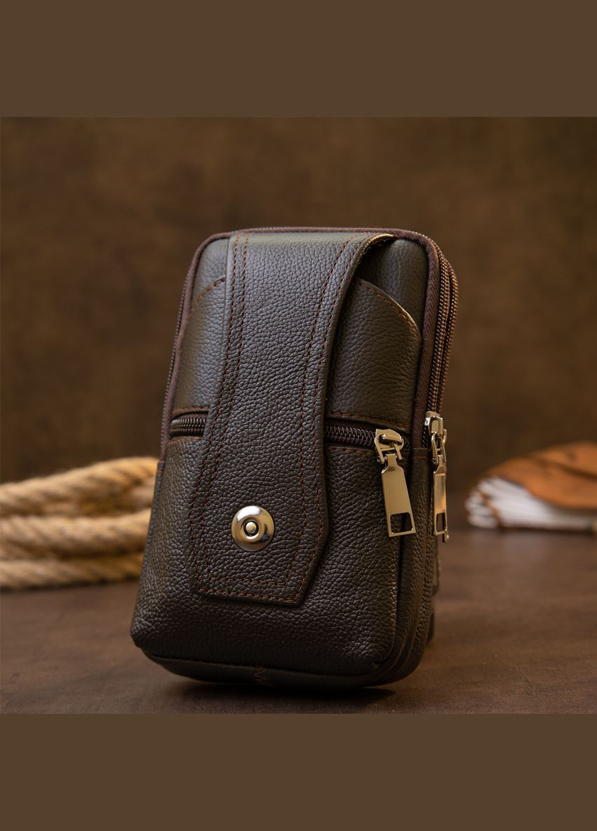Сумка через плече чоловіча шкіряна на пояс на два відділення з хлястиком 20451 Vintage (302007662)