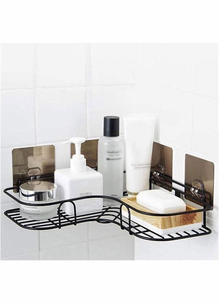 Кутова настінна поличка для ванної самоклеюча чорна (NR0147_1) No Brand (315885524)