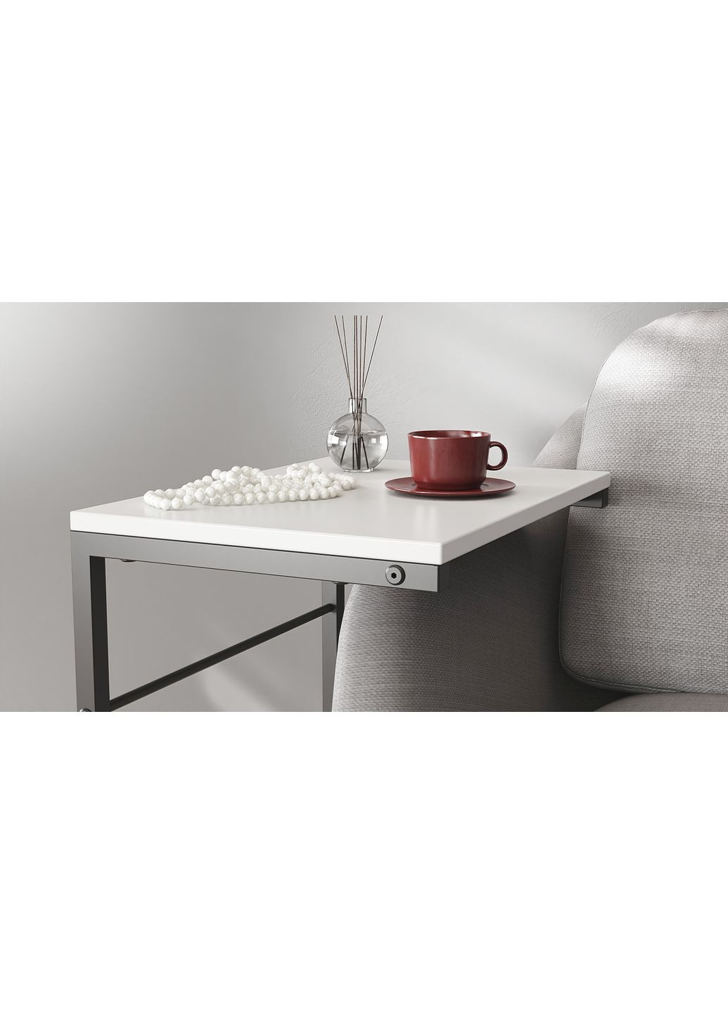 Столик Террі 650x440x330 Чорний метал ДСП Білий 16 мм (FRD-104648) Ferrum-decor (351358932)