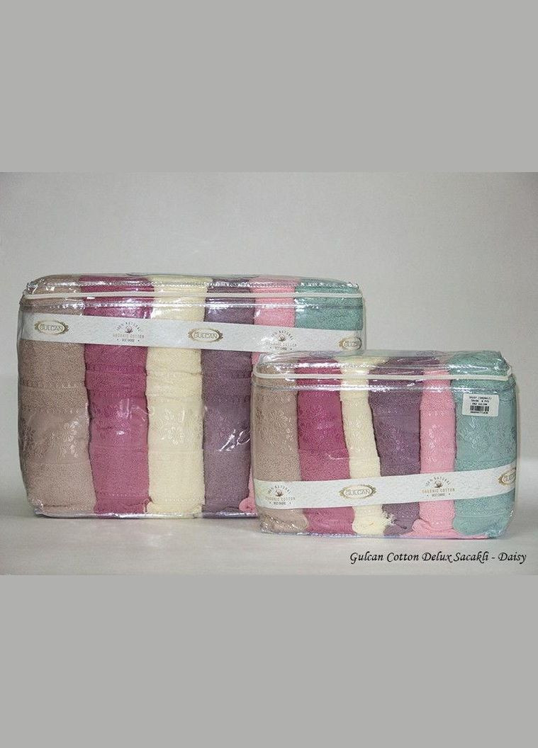 Набор полотенец Cotton Жаккард Lux — Daisy Sacakli 50*90 (6 шт.) Gulcan комбинированный