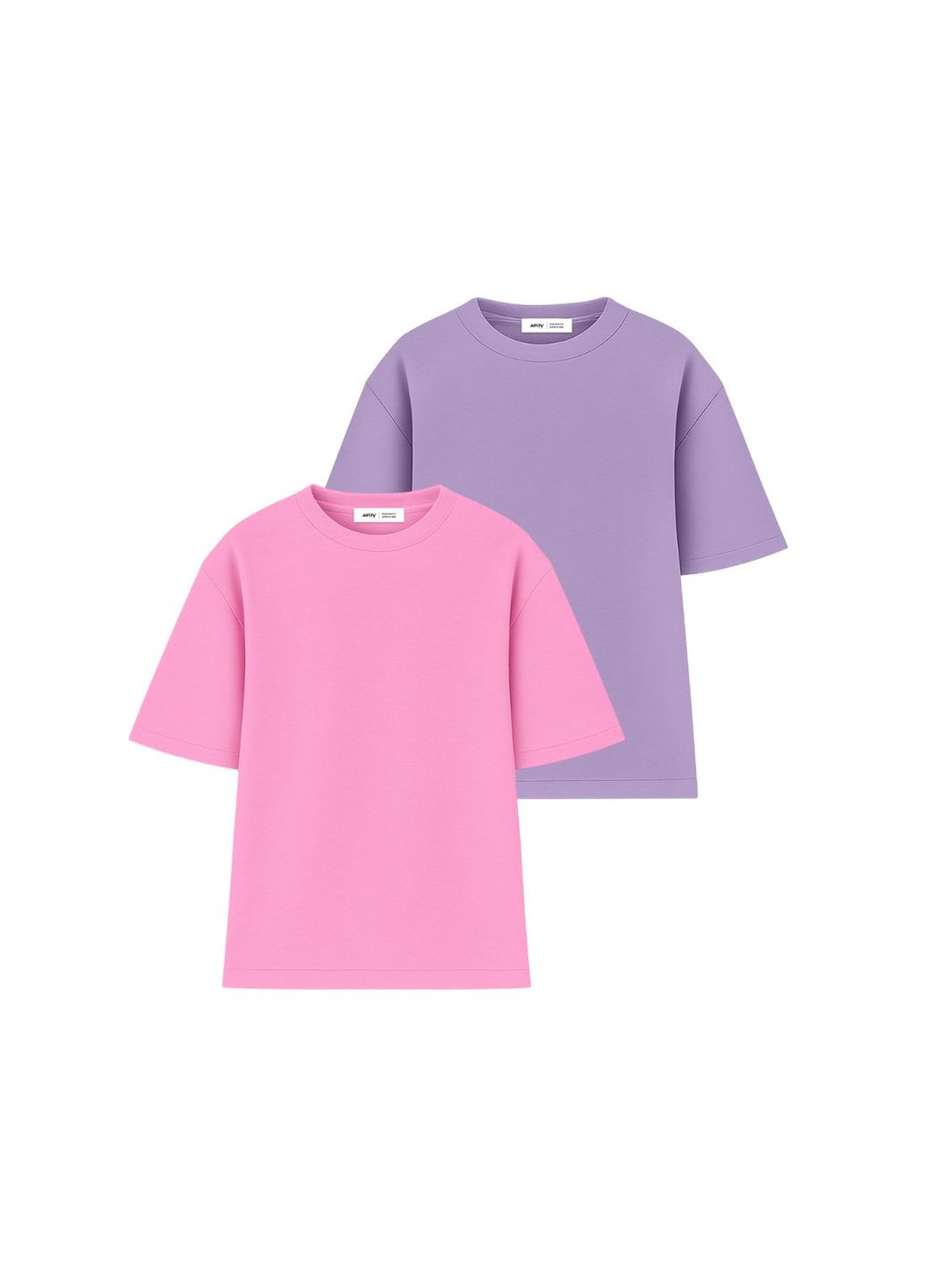 Комбинированная набор оверсайз мужских футболок 2шт, розовый/лиловый (u0104m-pink-lilac) с коротким рукавом RAY Oversize