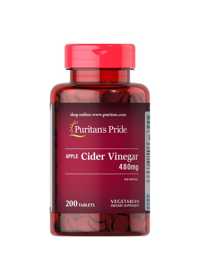 Натуральная добавка Puritan's Pride Apple Cider Vinegar 480 mg, 200 таблеток Puritans Pride (365438657)