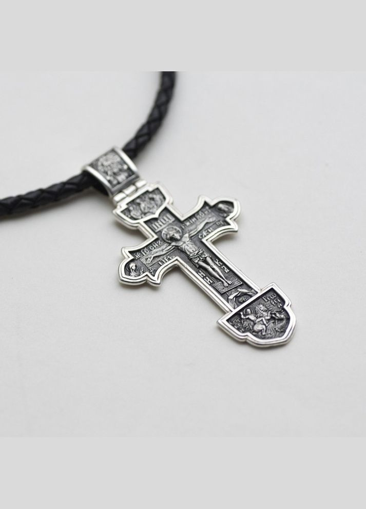 Срібний православний хрест Розп'яття Христове. Деісус. Трійця 132733 Oniks (264024271)