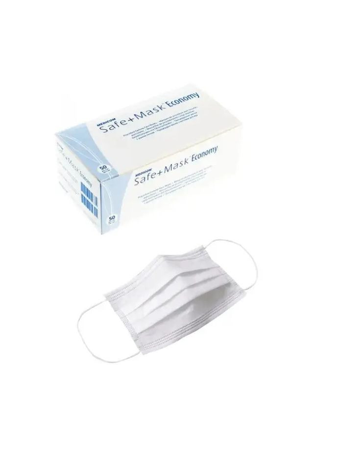 Маски медицинские одноразовые нестерильные, белые 50шт. Medicom (307172329)