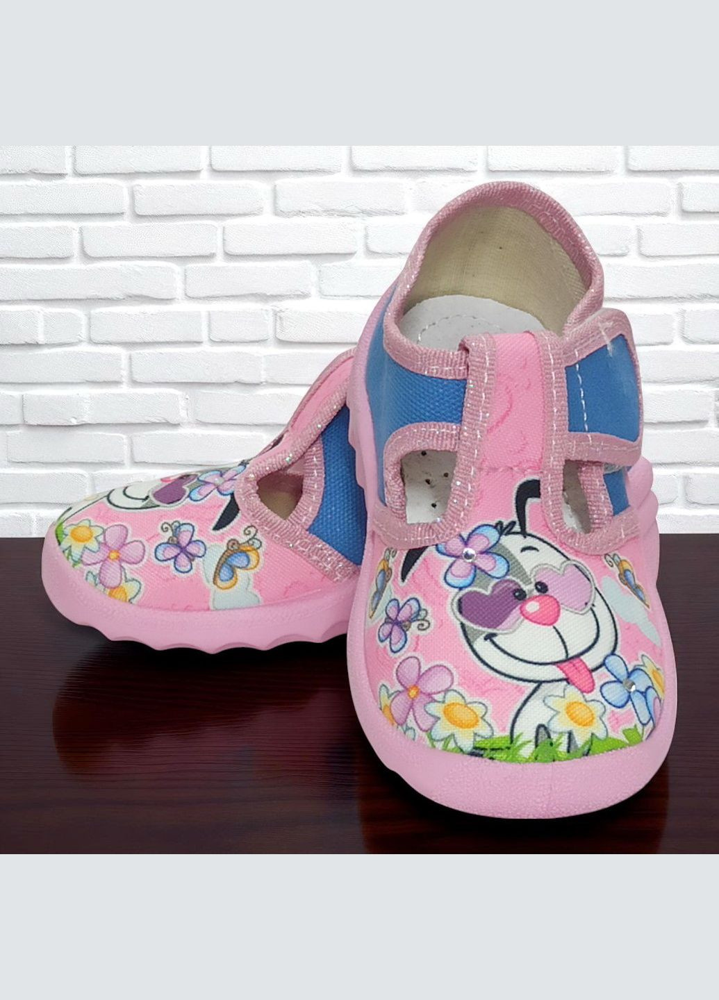 Розовые ортопедические тапочки на липучке для девочки сменная обувь в садик валди Waldi