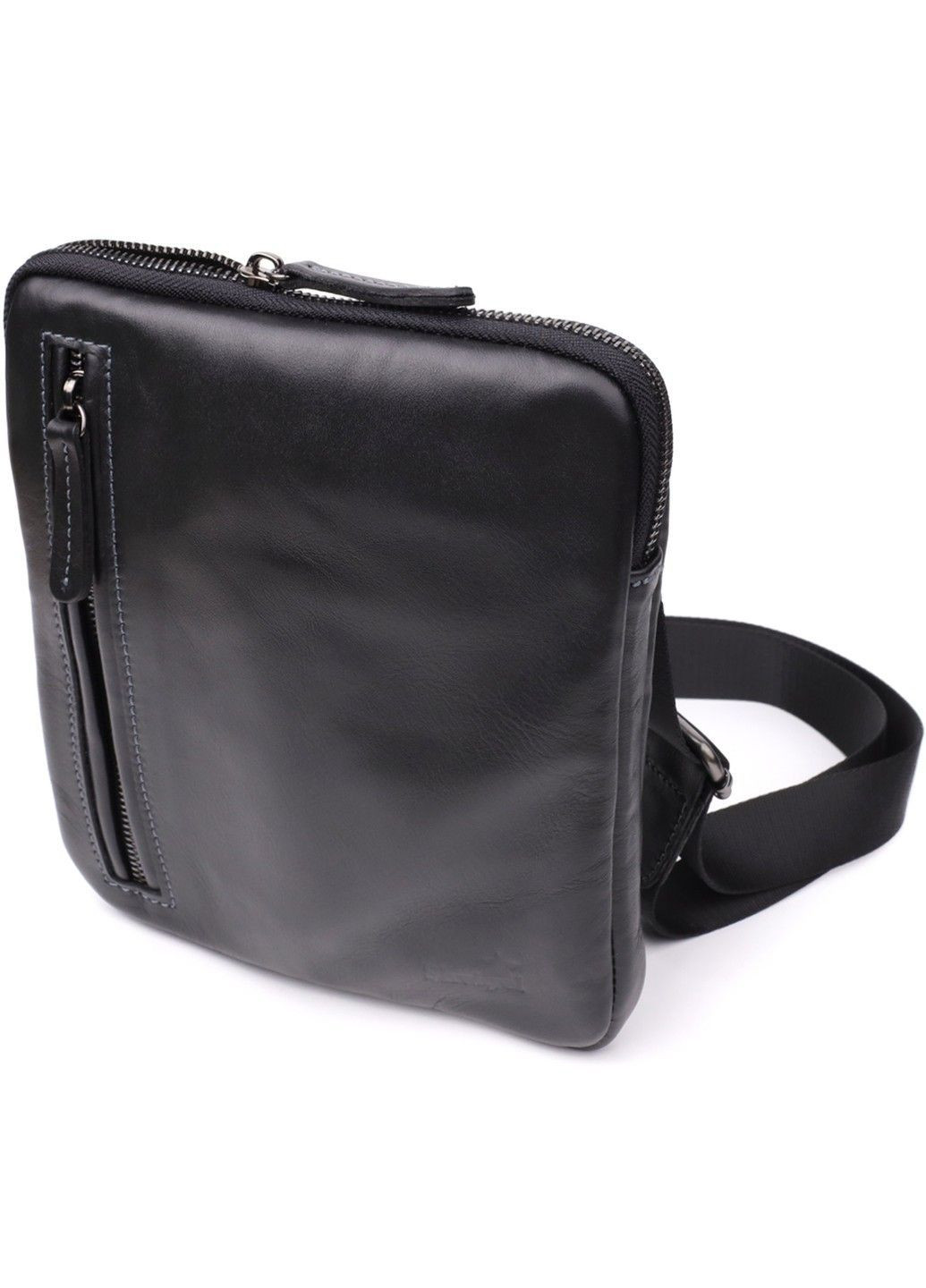 Стильная и практичная мужская сумка на плечо из натуральной гладкой кожи 23153 Черный Shvigel (362971697)