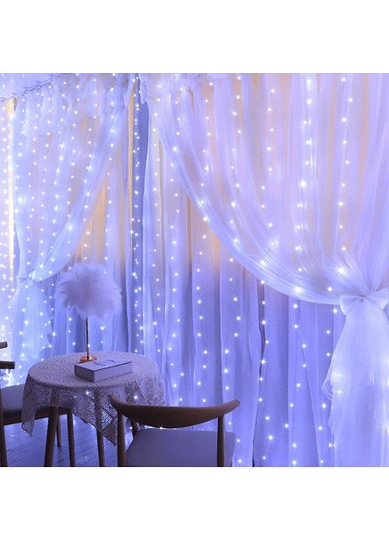 Гирлянда светодиодная штора Роса с крючком USB пульт ДУ 200 LED 14060 3х2 м белая No Brand (361399340)