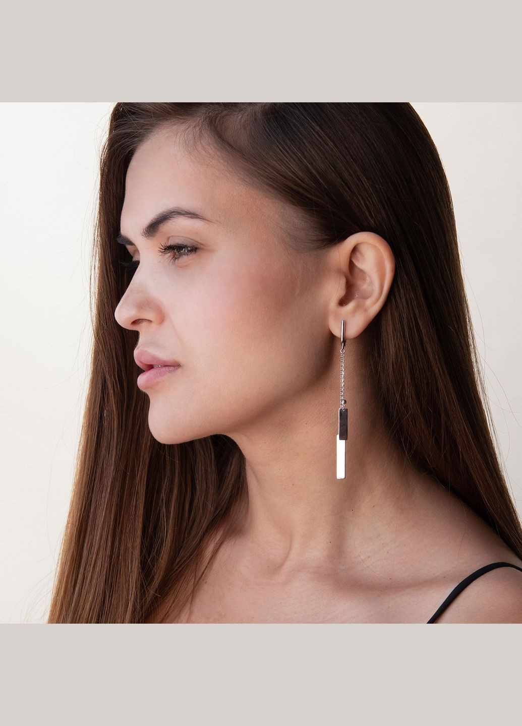 Срібні висячі сережки Геометрія 123079 Oniks (264025118)