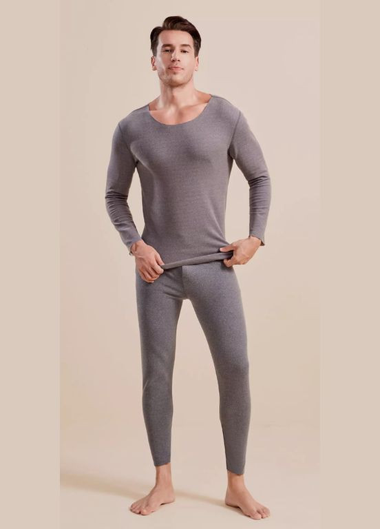 Термобелье мужское бесшовное флисовое серое размер No Brand (307175266)