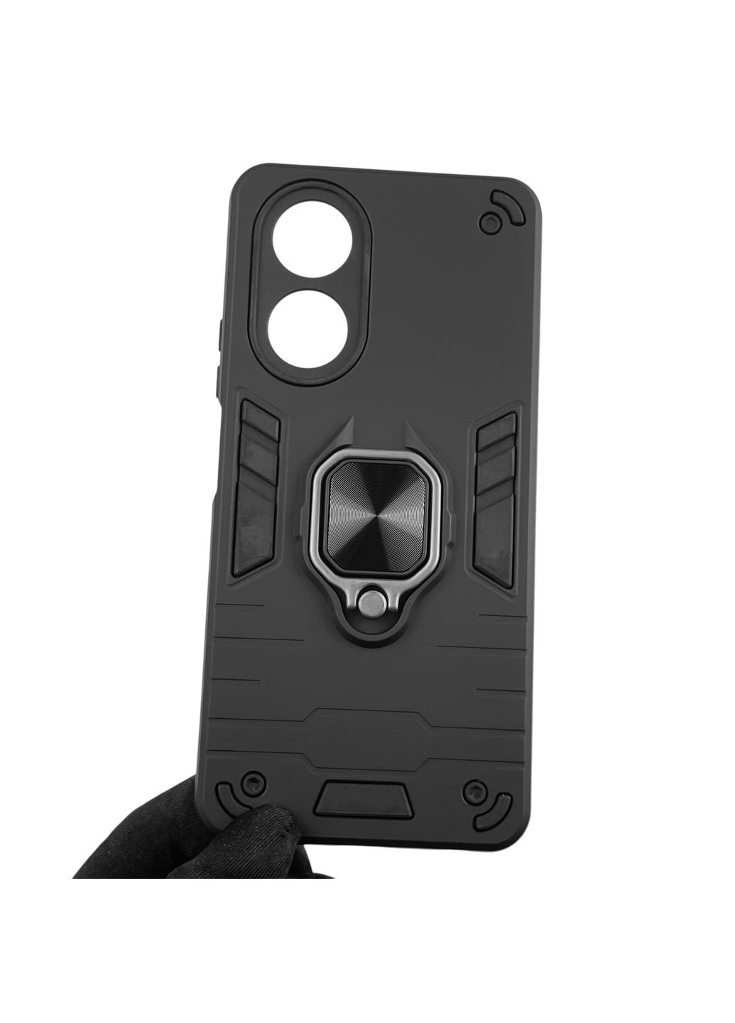 Чехол для телефона A58 (4G) бронированный с магнитным кольцом-держателем на оппо а58 4г чёрный Oppo (366230294)