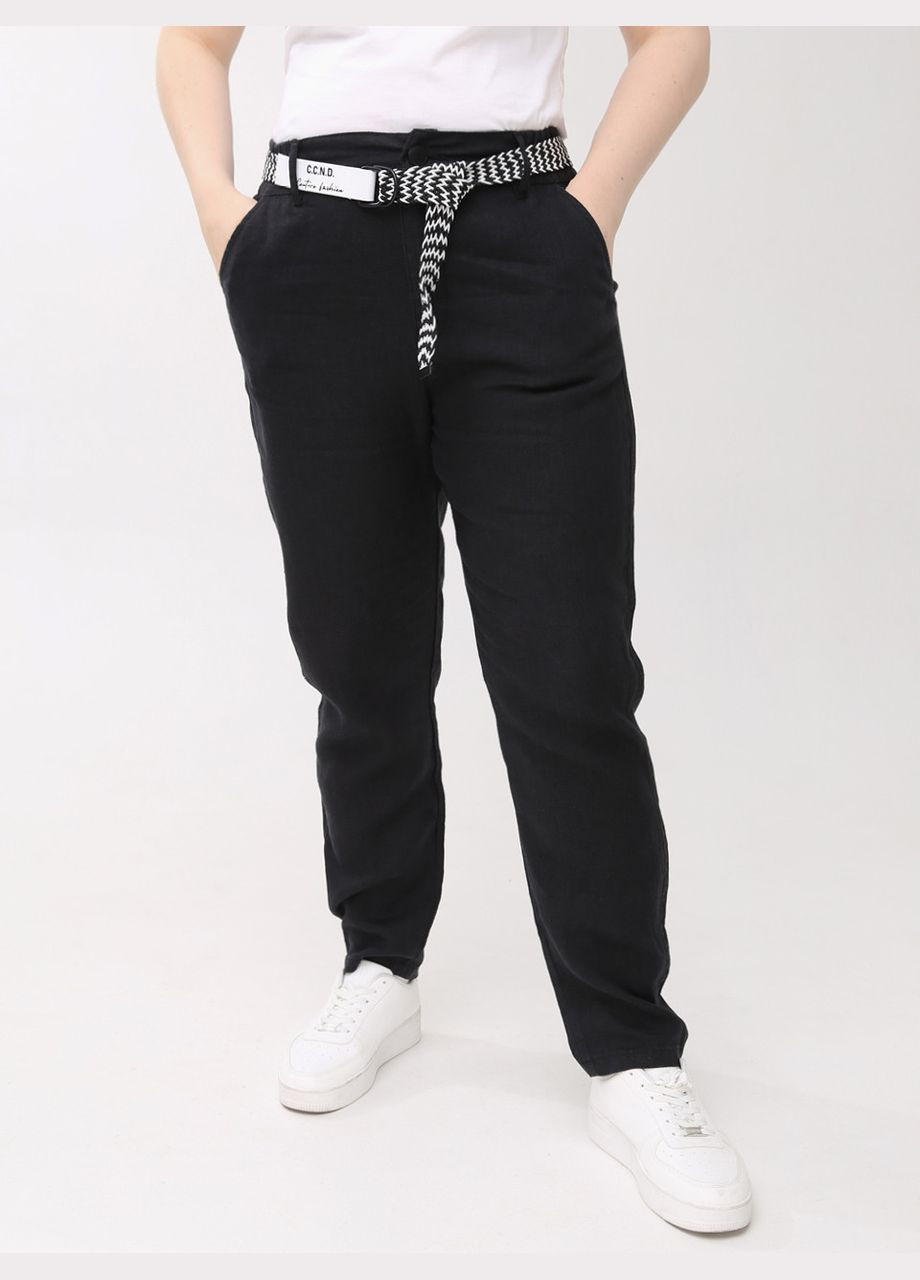 Штани жіночі чорні лляні літні великий розмір Estensivo Slouchy (297373569)