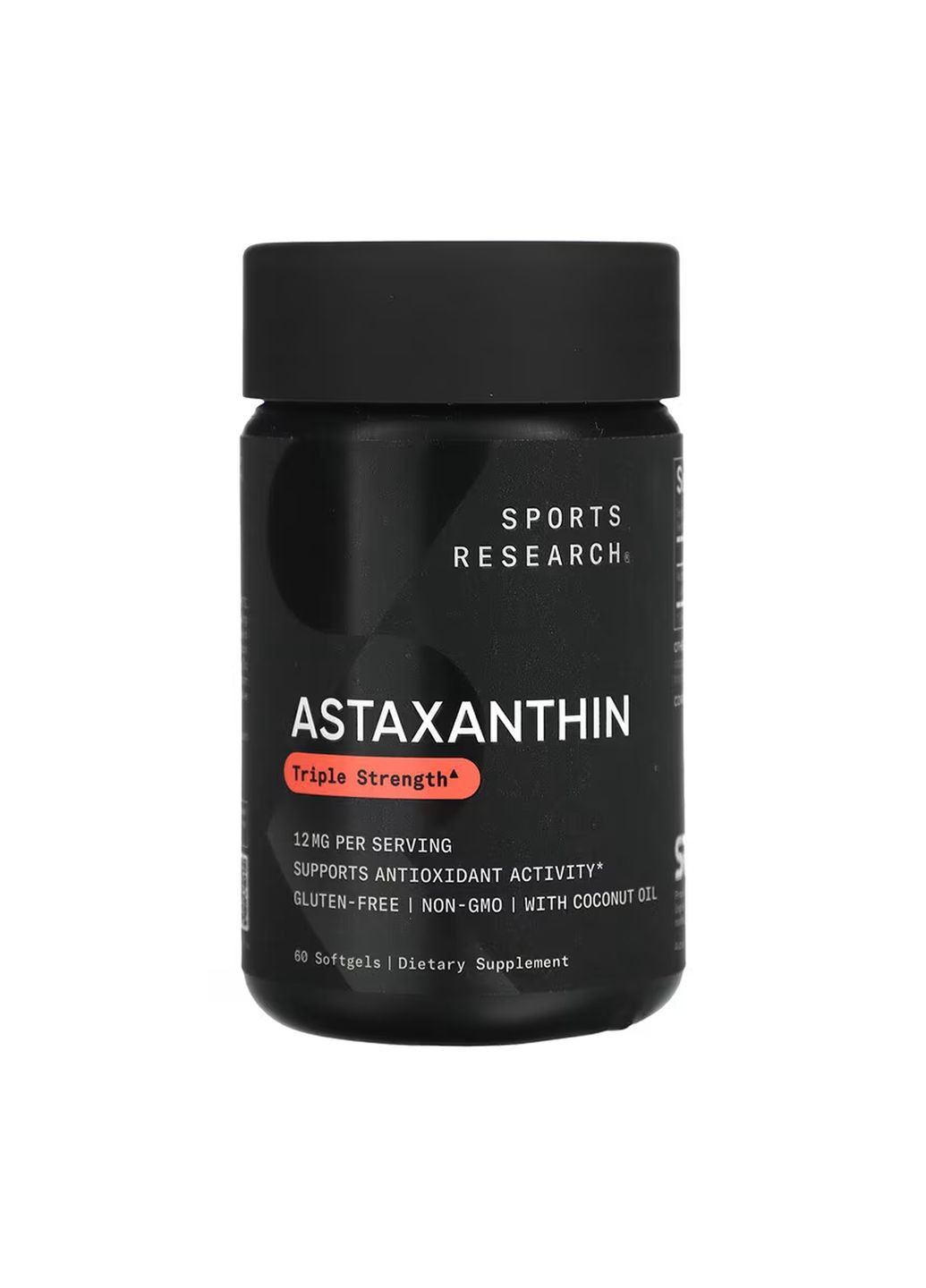 Астаксантин 12мг для здоров'я очей 60 капсул з кокосовою олією Sport Research (367957363)