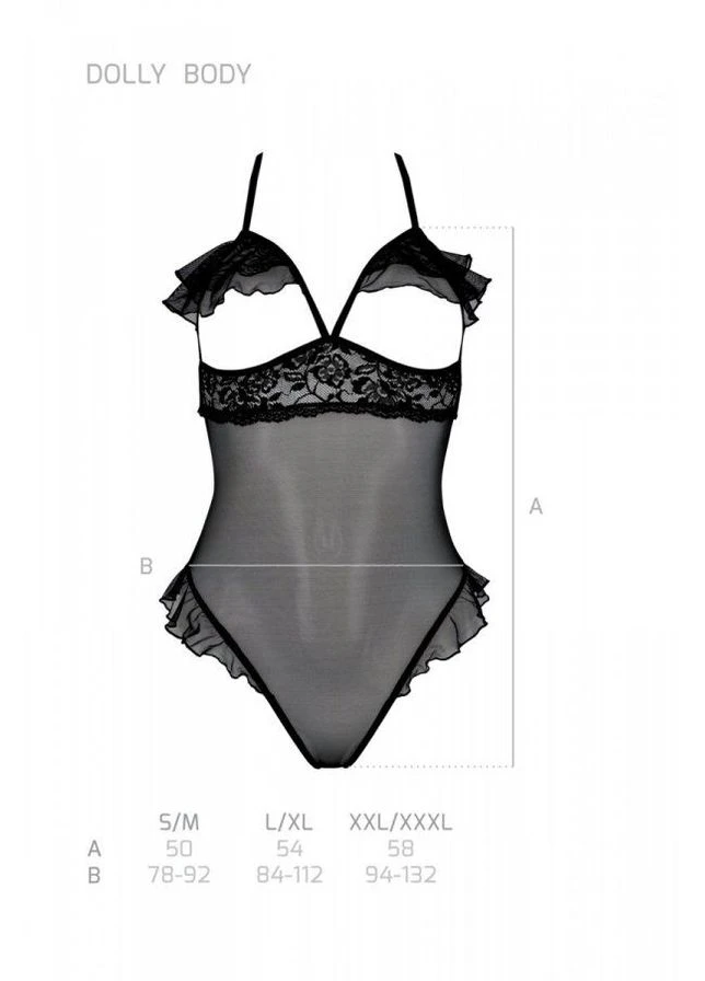 Эротическое боди DOLLY BODY, black, с открытыми чашками - CherryLove Passion (339867916)