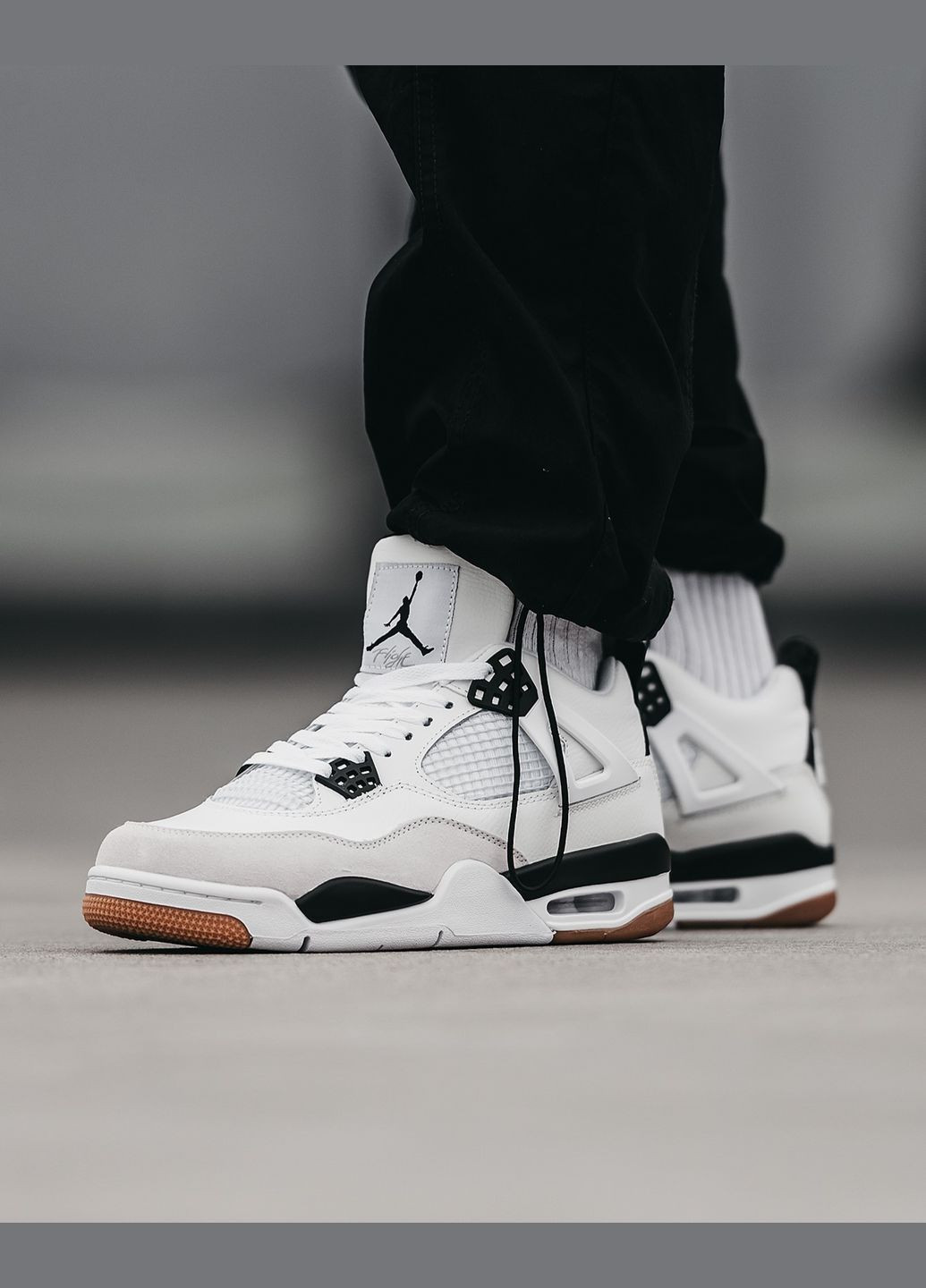 Белые всесезонные кроссовки мужские и женские nike air jordan 4 retro white | найк аир джордан 4 белые No Brand