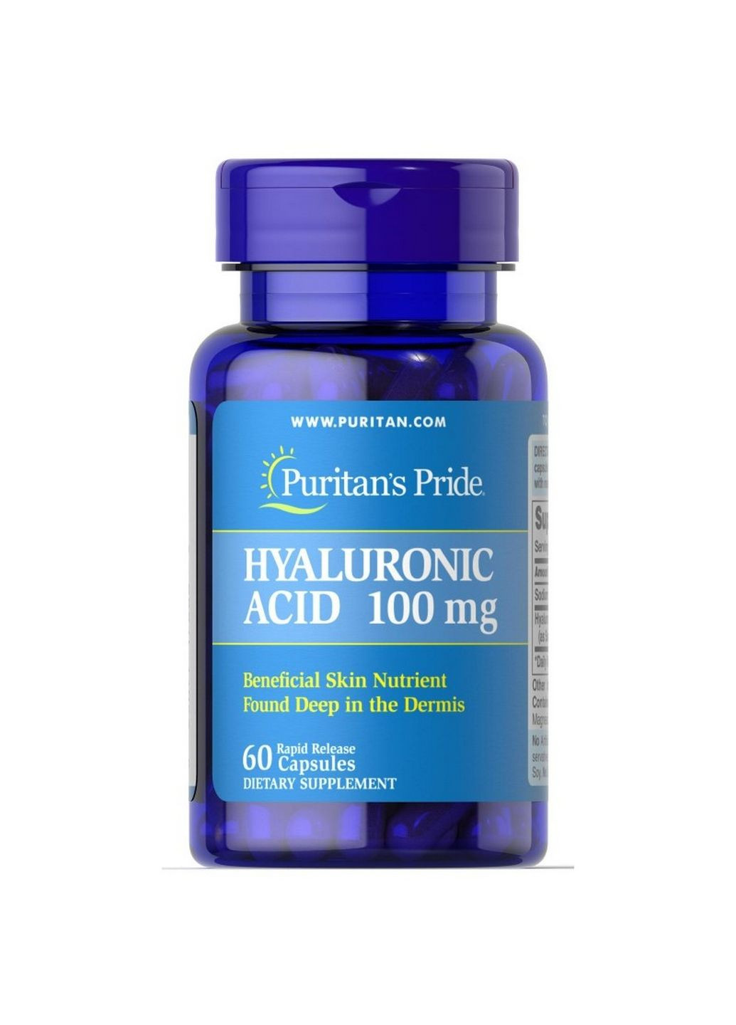 Препарат для суставов и связок Hyaluronic Acid 100 mg, 60 капсул Puritans Pride (293479801)