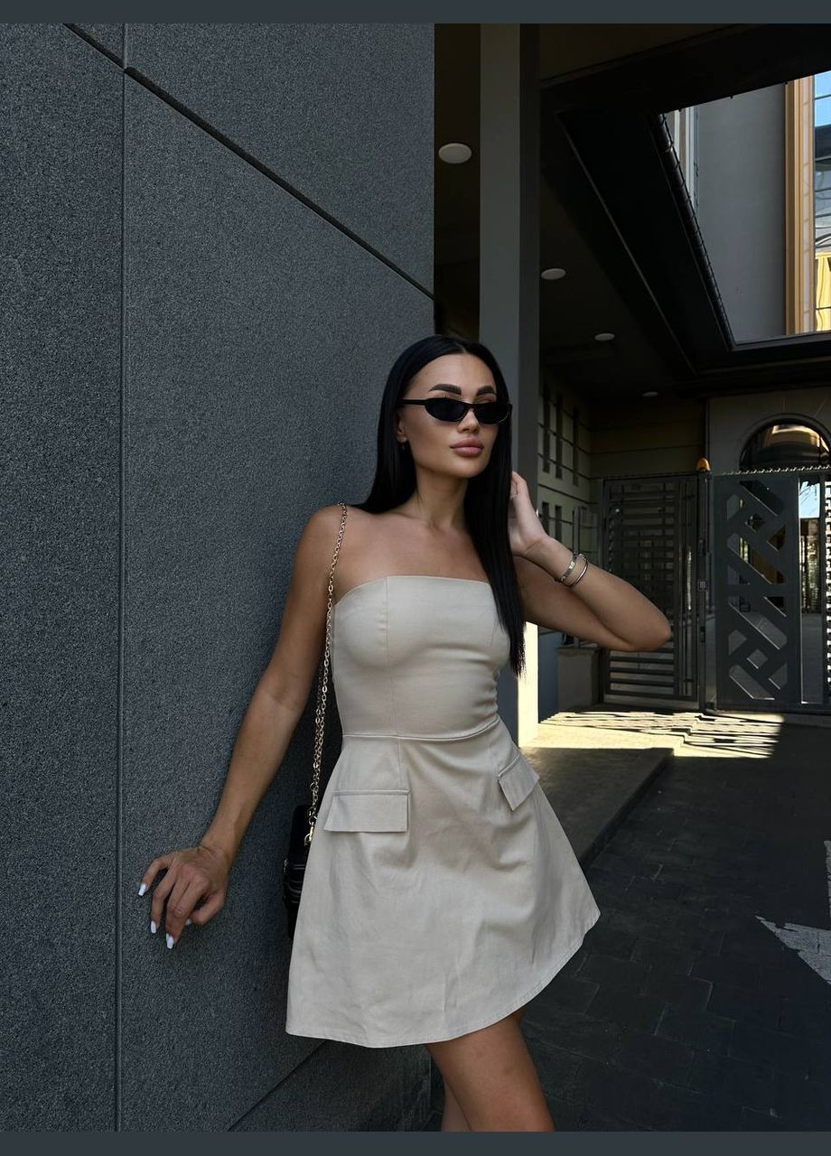 Бежевое платье Garna однотонное